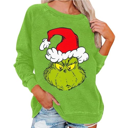 HGWOPGASD Weihnachts Sweatshirt Damen Hässlicher Weihnachtspullover Für Paare, Rundhals-Sweatshirts, Unisex, Langärmeliges Pullover-Oberteil Weihnachtspullover Lustig Damen 01-Rot 5XL von HGWOPGASD