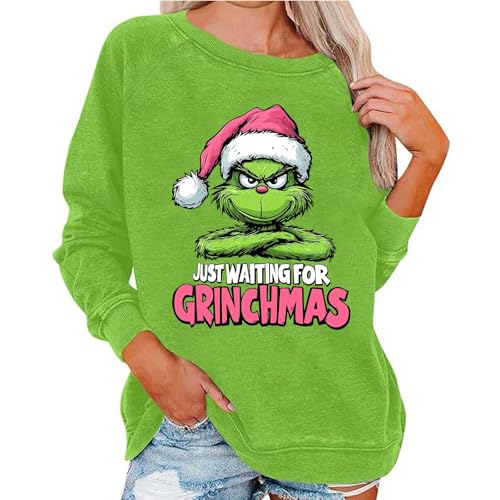 HGWOPGASD Weihnachts Sweatshirt Damen Hässlicher Weihnachtspullover Für Paare, Rundhals-Sweatshirts, Unisex, Langärmeliges Pullover-Oberteil Weihnachtspullover Lustig Damen 02-Pink L von HGWOPGASD