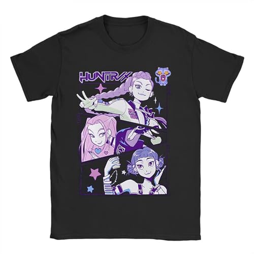 Merch Kpop Demon Hunters Film-T-Shirt für Männer und Frauen, Kurzarm, lässiges Grafik-T-Shirt 01-Helles Lila M von HGWOPGASD