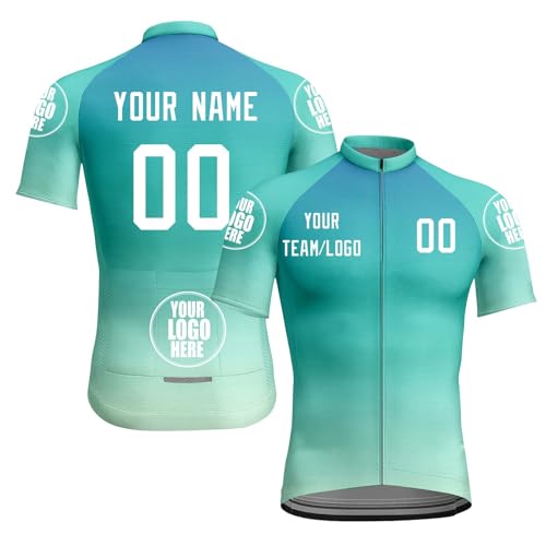 Radsport Trikots Männer Frauen Kurzarm Radsport Trikot Full Zip mit Taschen Personalisierte Team Name Team Ihr Name Logo Atmungsaktive Radfahren Kleidung schnell trocken Bike Shirt A09 von HGWOPGASD