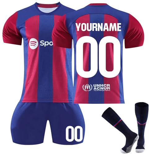 Trikot Personalisiert Kinder Trikot mit Eigenem Namen & Nummer Neue Saison Hause/Auswärts Fußball Trikots Shorts Socken Set für Kinder/Erwachsene Fussball Jersey Trainingsanzug für Junge Herren A07 von HGWOPGASD