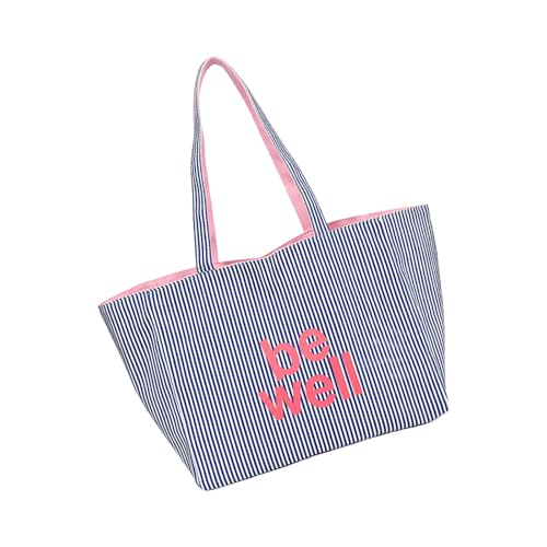 HGZHNAT Casual Gestreifte Umhängetasche Reversible Design Geräumig Gestickte Leinwand Sollte Mit Verstellbarer Gurt Trendy Koreanisch Gestreiftes Freizeittasche von HGZHNAT