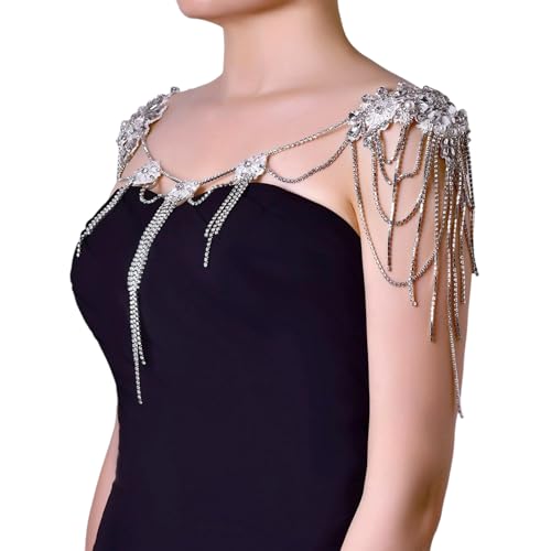 HGZHNAT Elegante Strasssteine Fransen Schultergurt Körper Schmuck Für Frauen Hochzeitsfeier Strand Tragen Abnehmbare Vielseitige Mode Accessoires Körper Accessoire Für Frauenmode von HGZHNAT
