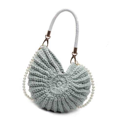 HGZHNAT Frauen Umhängetasche Stilvolle Crossbody Tasche Handgewebtes Handtasche Tasche Tasche Tasche Messengerbeutel Muscheln Bag Handgewebt von HGZHNAT