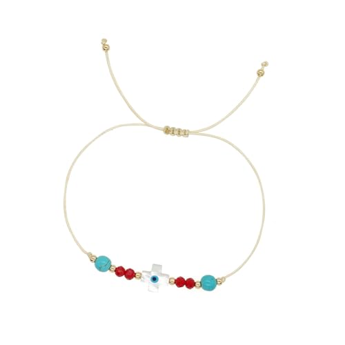 HGZHNAT Muschel Perlenschmuck, Trendige Böse Augen Naturhülle Kristall Perlen Schmuck, Für Frauen Männer Stilvolle Tägliche Party Tragen Charmearmband von HGZHNAT