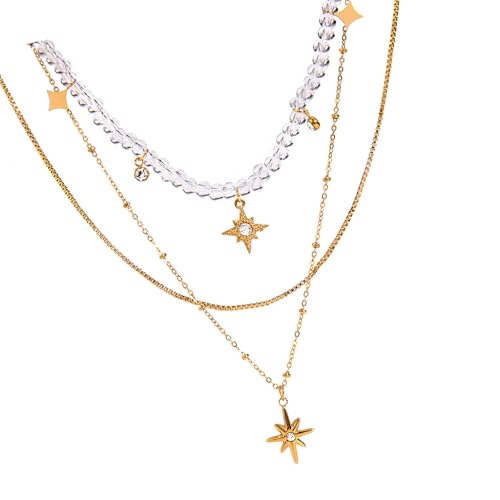 HGZHNAT Schicht Diamanten Anhängerkette Halskette Einstellbare Längen Edelstahlschmuck Für Frauen Schicht Halskette Für Formelle Anlässe HGZHNAT Schicht Diamanten Anhängerkette Halskette Einstellbare Längen Edelstahlschmuck Für Frauen Schicht Halskette Für Formelle Anlässe von HGZHNAT
