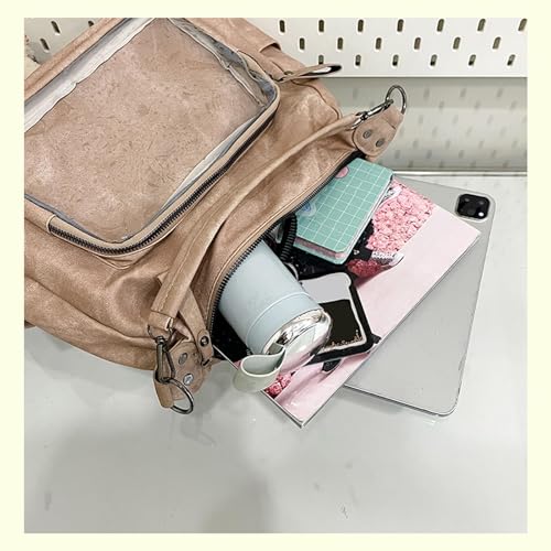 Stilvolle Transparente PU Crossbody Tasche Vintage Design Verstellbares Gurt Handheld Für Tägliche Essentielle Retro Transparente PU Schulter von HGZHNAT