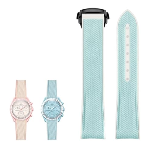 HHBYLEEE Gummi-Silikon-Uhrenarmband für Omega X Swatch Joint MoonSwatch Celestial Sports 20 mm Uhrenarmband mit gebogenem Ende/Farbe:Blau 3, Größe:20 mm von HHBYLEEE