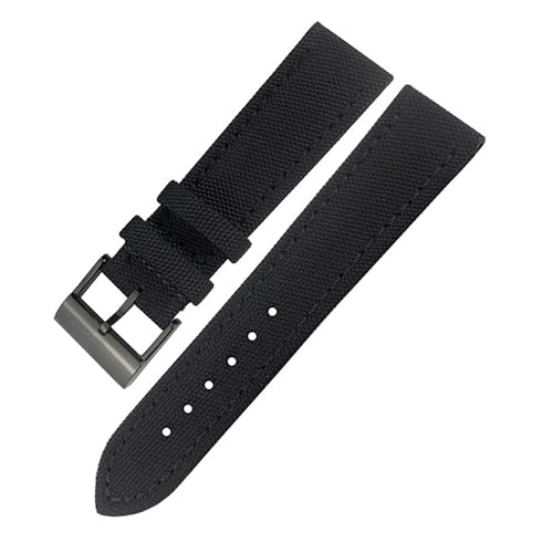 HHBYLEEE- Nylon Stoff Uhrenarmband 22mm Für Breitling Avenger Schwarz Grau Leinwand Leder Uhrenarmband Dornschließe Armband Männer(Schwarz,22 mm) von HHBYLEEE