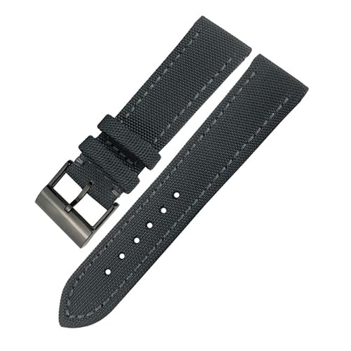 HHBYLEEE- Nylon Stoff Uhrenarmband 22mm Für Breitling Avenger Schwarz Grau Leinwand Leder Uhrenarmband Dornschließe Armband Männer(Schwarzgrau,22 mm) von HHBYLEEE