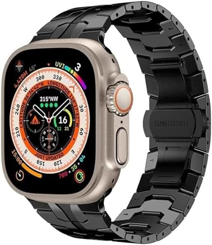 HHBYLEEE- Premium-Edelstahl-Metallband für Apple Watch 49 mm, 44 mm, 45 mm, für Iron Man-Armband, Metallschnalle, kompatibel mit iWatch Ultra 8, 7, SE, 6, 41/40/38/42 mm(D,38/40/41mm) von HHBYLEEE