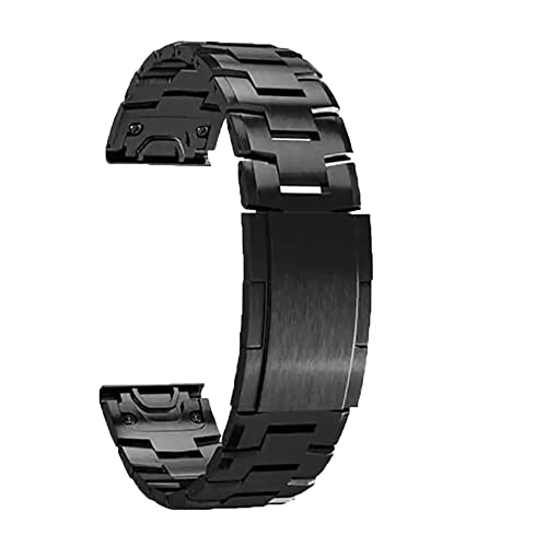 HHBYLEEE- Uhrenarmband aus Titanlegierung, 22, 26 mm, für Garmin Fenix 5, 5X, Plus, 6, 6X, Pro, 3HR, 935, D2, MK2, Enduro, Zubehör(Schwarz,26mm For Fenix 6X 6XPro) von HHBYLEEE