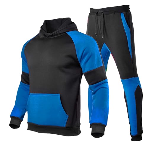 HHGKED Herren Track Suits 2 Stück Set Active Jogging Anzüge Langarm Sweatsuits Casual Outfits, - Schwarz & Blau, XXX-Large HHGKED Herren Track Suits 2 Stück Set Active Jogging Anzüge Langarm Sweatsuits Casual Outfits, - Schwarz & Blau, XXX-Large von HHGKED