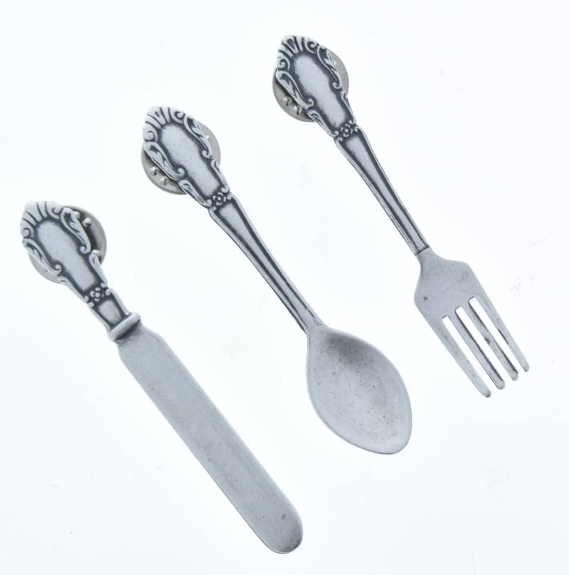 5 "Tacks Bon Appétit Koch Bäcker Besteck Anstecknadeln "Keep Your Fork, The Best Is Yet To Come" , Messer Löffel Gabel, Antikes Silber, Jeder." von HHHdesigns