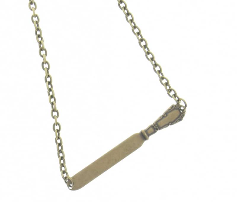Koch Feinschmecker Butter Abendessen Messer Besteck Halskette in Stoff Geschenktasche, Antikes Gold Oder Silber, 18 "Oder 24" Kette, Handgefertigt von HHHdesigns