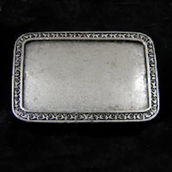 Rechteckige Gürtelschnalle, 2 Mm Blendentiefe Mit Swirl Bundrand, Antiksilber Oder Rustikales Braun, Hergestellt in Den Usa von HHHdesigns