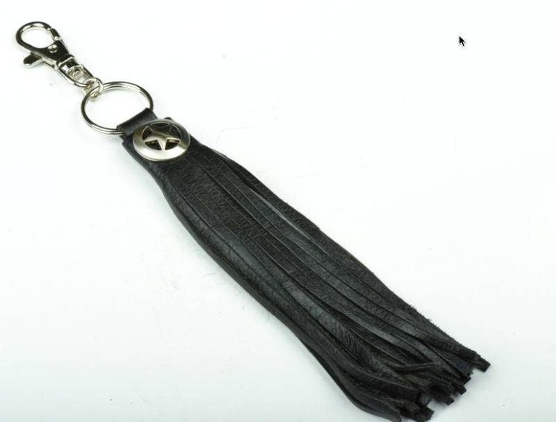 Silber Lone Star Concho Und Schwarze Leder Geldbörse Schlüsselanhänger Quaste, 8 Zoll, Made in Usa, Jeweils von HHHdesigns