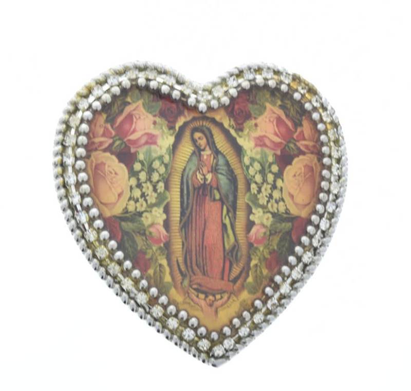 The Virgin De Guadalupe Gürtel Concho, Austauschbare Robuste Slip-Clip, 10 cm Breit, Herzform Mit Swarovski-Kristall-Besatz, Jeder The Virgin De Guadalupe Gürtel Concho, Austauschbare Robuste Slip-Clip, 10 cm Breit, Herzform Mit Swarovski-Kristall-Besatz, Jeder von HHHdesigns