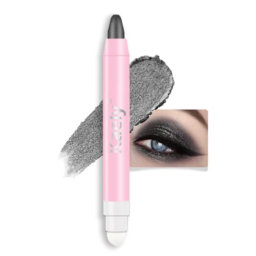 Kaely Highlighter Eye Shadow Pencil Cream Black Pearl Glitter Waterproof Pigment Dual Tip Eyeshadow Eyeshadow Pen mit Applikator Lidschatten Palette Make-up von HHLTOH