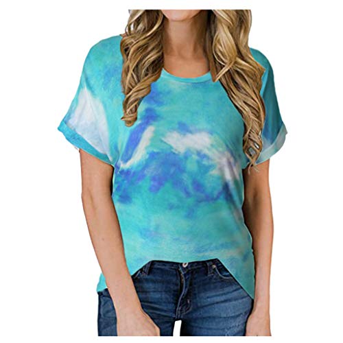 Batik Shirt Für Frauen, Ärmelloses Shirts Damen Sommer Rundhals Bunt Oberteile Mit Quasten Casual Lose Bluse Coole T-Shirt Oberteil Lässig Fit Damentop Mode Tunika Tshirt von HHMY