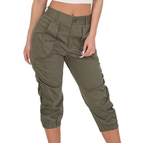 Caprihose Damen Sommer High Waist - 3/4 Hose Damen Sommer Outdoorhose 7/8 Capri-Hosen FüR Frauen Sommer Stretch Sporthose Mit Taschen Leichte Sommerhosen Loose Jogginghose Capri-Sportleggings von HHMY