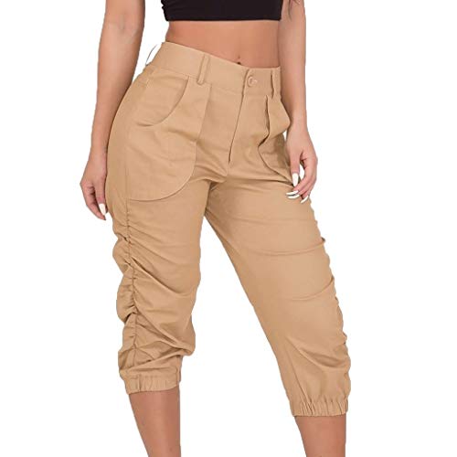 Caprihose Damen Sommer High Waist - 3/4 Hose Damen Sommer Outdoorhose 7/8 Capri-Hosen FüR Frauen Sommer Stretch Sporthose Mit Taschen Leichte Sommerhosen Loose Jogginghose Capri-Sportleggings von HHMY