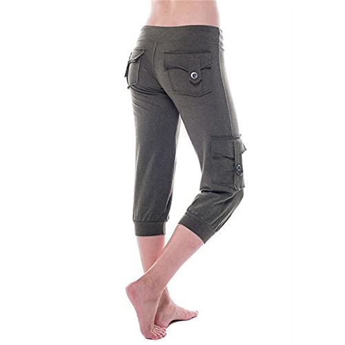 Caprihose Damen Sommer High Waist - 3/4 Hose Damen Sommer Outdoorhose 7/8 Capri-Hosen FüR Frauen Sommer Stretch Sporthose Mit Taschen Leichte Sommerhosen Loose Jogginghose Capri-Sportleggings von HHMY