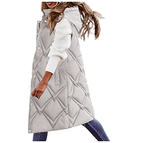 Damen Weste Mit Kapuze - Leichte Steppweste Frauen Winter Weste Warm Puffer Mantel Lang Steppjacke Freizeit Wintermantel Ohne Ärmel Jacke Für Aktivitäten Wandern Büro Home von HHMY