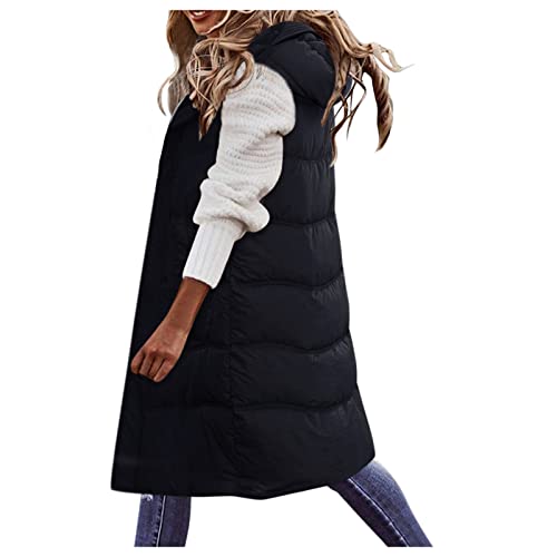 Damen Weste Mit Kapuze - Leichte Steppweste Frauen Winter Weste Warm Puffer Mantel Lang Steppjacke Freizeit Wintermantel Ohne Ärmel Jacke Für Aktivitäten Wandern Büro Home von HHMY