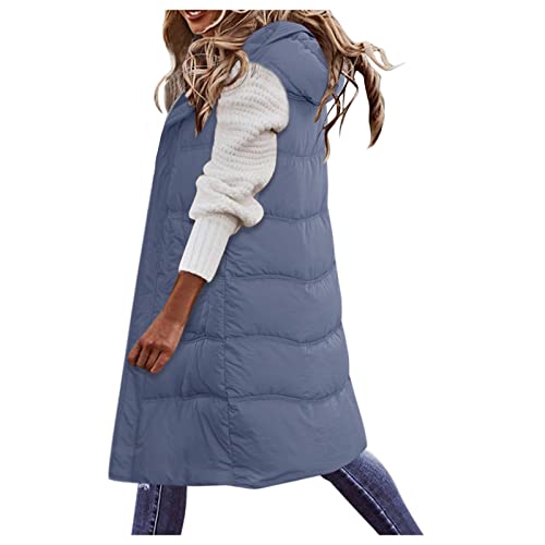 Damen Weste Mit Kapuze - Leichte Steppweste Frauen Winter Weste Warm Puffer Mantel Lang Steppjacke Freizeit Wintermantel Ohne Ärmel Jacke Für Aktivitäten Wandern Büro Home von HHMY