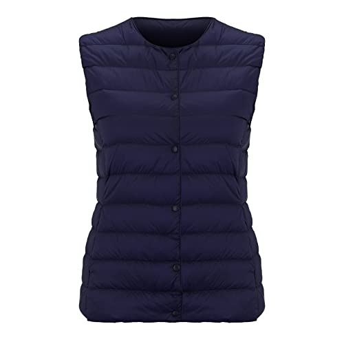 Daunenweste Damen Leicht: Steppjacke Damen Leicht Ohne Kapuze Steppweste, Packbare, Leichter Daunenmantel, Kurz, Steppmantel, Wintermantel Warm Elegant Daunenjacke, üBergangsjacke Herbst Winterjacke von HHMY