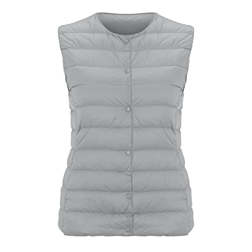 Daunenweste Damen Leicht: Steppjacke Damen Leicht Ohne Kapuze Steppweste, Packbare, Leichter Daunenmantel, Kurz, Steppmantel, Wintermantel Warm Elegant Daunenjacke, üBergangsjacke Herbst Winterjacke von HHMY