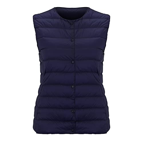 Daunenweste Damen Leicht: Steppjacke Damen Leicht Ohne Kapuze Steppweste, Packbare, Leichter Daunenmantel, Kurz, Steppmantel, Wintermantel Warm Elegant Daunenjacke, üBergangsjacke Herbst Winterjacke von HHMY