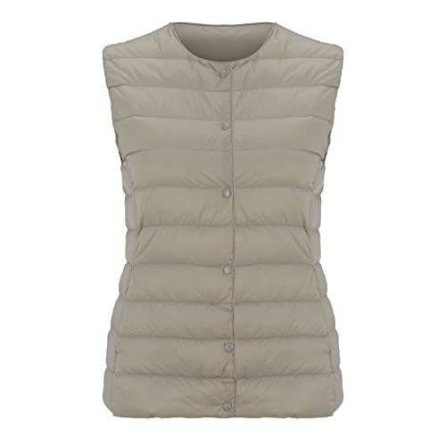 Daunenweste Damen Leicht: Steppjacke Damen Leicht Ohne Kapuze Steppweste, Packbare, Leichter Daunenmantel, Kurz, Steppmantel, Wintermantel Warm Elegant Daunenjacke, üBergangsjacke Herbst Winterjacke von HHMY