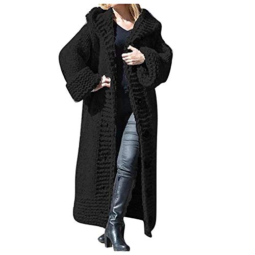 Grobstrickjacke Damen üBergangsjacke Mit Kapuze Strickjacke Damen Lang Grobstrick Strickmantel Langarm Elegant Cardigan GroßE GrößEn Longstrickjacke Mit KnöPfe Herbst Winter Strickcardigan von HHMY