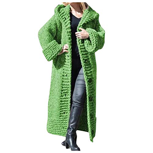 Grobstrickjacke Damen üBergangsjacke Mit Kapuze Strickjacke Damen Lang Grobstrick Strickmantel Langarm Elegant Cardigan GroßE GrößEn Longstrickjacke Mit KnöPfe Herbst Winter Strickcardigan von HHMY