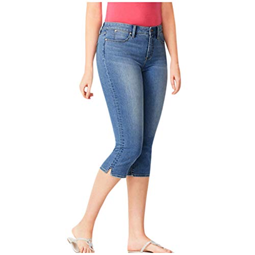 HHMY Capri Hosen FüR Frauen Jeans-Caprihose Sommer High Waist 3/4 Caprileggings Elegant Caprihosen Strech Jeanshosen Leicht Sommerhosen Kurze Sporthose Skinny Damenjeans Freizeithose von HHMY