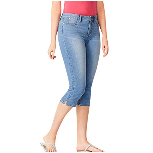 HHMY Capri Hosen FüR Frauen Jeans-Caprihose Sommer High Waist 3/4 Caprileggings Elegant Caprihosen Strech Jeanshosen Leicht Sommerhosen Kurze Sporthose Skinny Damenjeans Freizeithose von HHMY