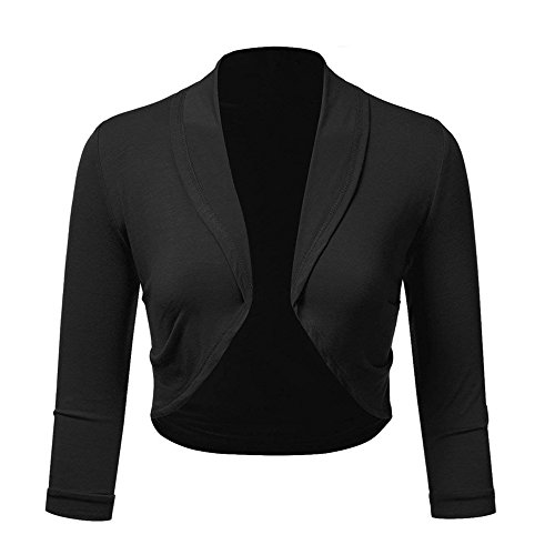 HHMY Cardigan Damen Kurz Strick Bolerojacke Festlich FüR Kleid Schulterjacke 3/4 Arm Bolero Elegant Open Front Kurze Strickjacke-BolerojäCkchen Casual Shrug Top von HHMY