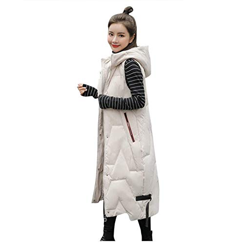 HHMY Steppweste Für Damen: Steppmantel Winter Knielang Kapuzenweste Regular Fit Weste Jacke Schick Übergangsjacke Warme Steppjacke Ärmellos Daunenweste Aus Baumwolle von HHMY