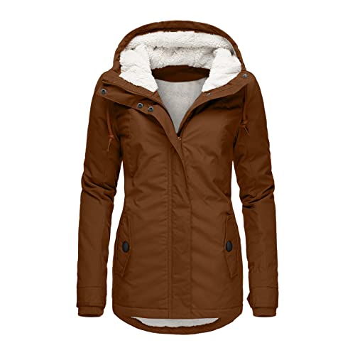 HHMY Winterjacke Damen: Casual Funktionsjacke Steppjacke Mit Kunstfell Steppmantel Mit Kapuze Stepp Parka Mantel Teddyfell Warm Gefüttert Winterparka Windbreaker von HHMY