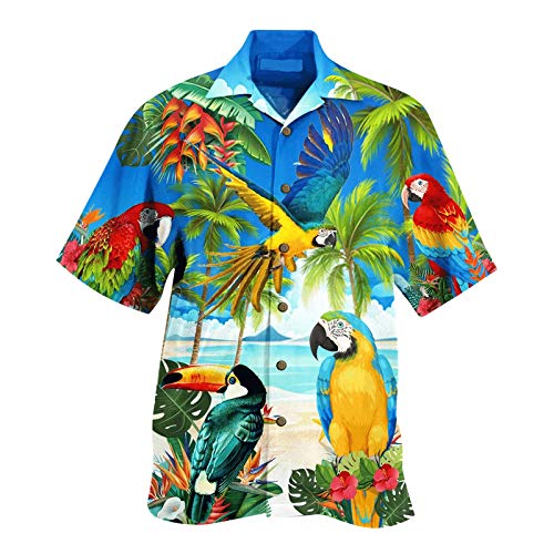 Hawaiihemd Herren Kurzarm, Hemd Funky Freizeit Hemden Mit Muster Männer Bunte Druck Herrenhemden Casual Shirt Gedruckt Kent Kragen Urlaub Reise Top Beach Beiläufige Sommerhemden von HHMY