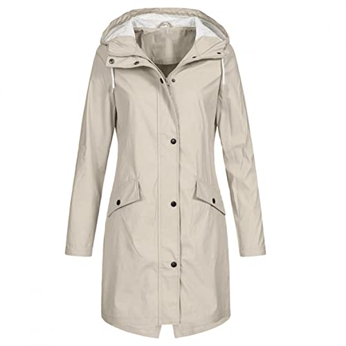 Regenmantel Damen Lang Wasserdicht Atmungsaktiv - Regenjacke Damen GroßE GrößEn üBergangsjacke Herbst Winter Softshelljacke Sommer Regenmantel Mit Kapuze Outdoorjacke Hoodie Regen-Jacken Windbreaker von HHMY