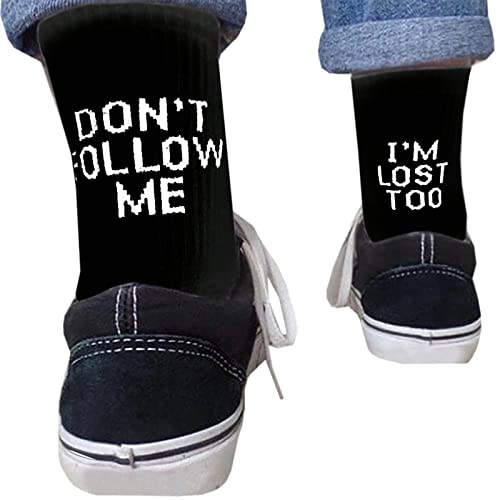 Sneaker Socken Herren Damen Lustige Socken Sportlich Baumwollsocken Don'T Follow Me I Am Lose Too Feinstricksocken Für Sports Arbeits Freizeit Tennis Wander Reiten von HHMY