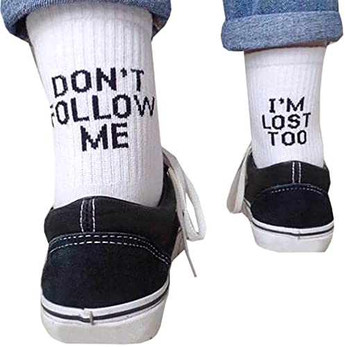 Sneaker Socken Herren Damen Lustige Socken Sportlich Baumwollsocken Don'T Follow Me I Am Lose Too Feinstricksocken Für Sports Arbeits Freizeit Tennis Wander Reiten von HHMY