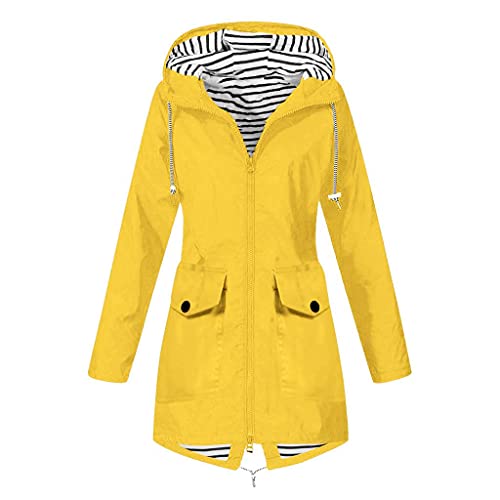 Softshelljacke Damen Wasserdicht Atmungsaktiv Lang - Regenjacke Damen Mit Kapuze - Funktionsjacke 3 In 1 Fahrradjacke GroßE GrößE üBergangsjacke Herbst Winter Regenparka -Regenmantel - Sportjacke von HHMY