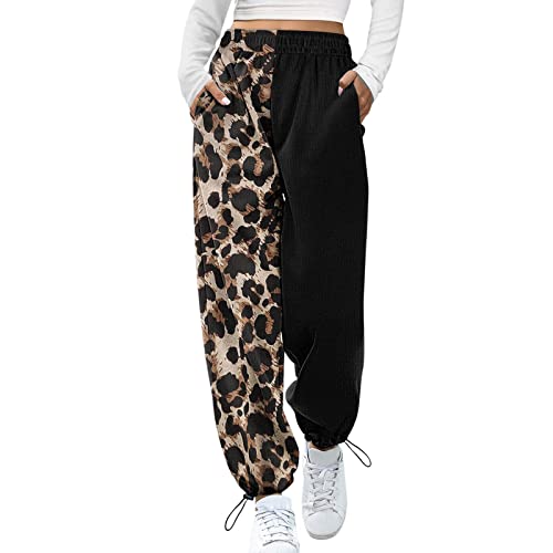 Zweifarbige Hose Damen, Jogginghose Damen Baumwolle Locker- Sporthose Damen Yogahose Lang Freizeithose- Laufhose Teenager MäDchen Hosen Sommer Sweatpants- High Waist Traininghose- Bequeme Sweathose von HHMY