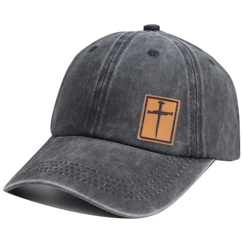 HHNLB Christliche Baseballkappe aus Leder für Herren und Damen, verstellbar, bestickt, Baumwolle, christliche Baseballkappe, Schwarz, Einheitsgröße von HHNLB