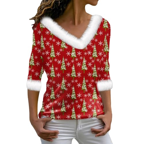 HHOP Weihnachten damenstrickjacken Herbst mit knöpfen Rudolf das Rentier Weihnachtskleid Damen-BHS Strickjacke Damen elegant Basic Tops Dicke Strickjacke Damen Winter Tshirt Teenager mädchen Pullover von HHOP