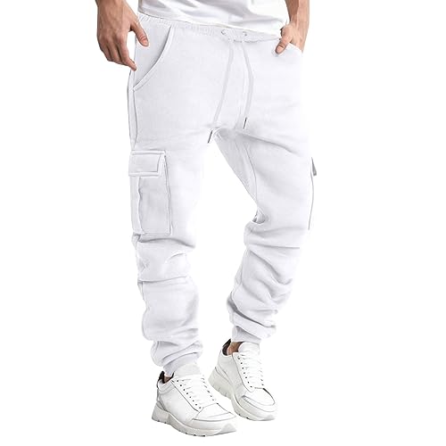 Hosen Herren Hose männer Herren Hose Lang Rangerhose Herren Hose Lang Regular Fit mit Taschen Elastischer Bund Pants Schwarze Cargohose von HHOP